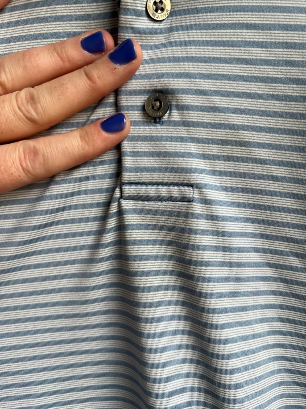 Men's PGA Light Blue Striped Golf Shirt - L - Picture 5 of 7